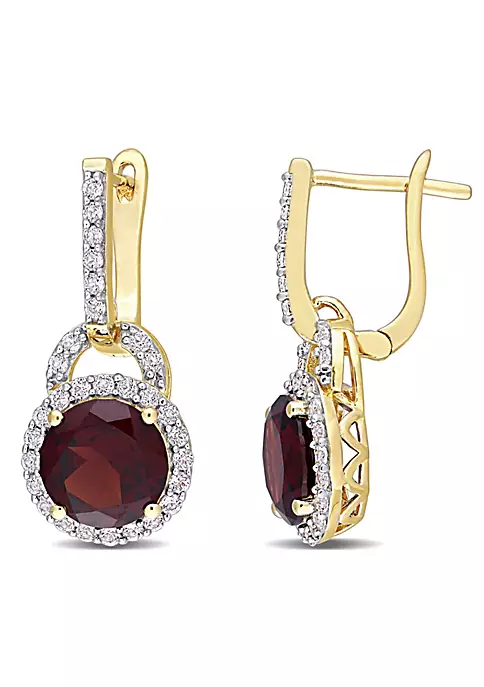 Discount ๐ 4/8 CT TGW White Topaz and Garnet Earrings in Yellow Plated Sterling Silver by Belk & Co. ๐ 5 Discount ๐ 4/8 CT TGW White Topaz and Garnet Earrings in Yellow Plated Sterling Silver by Belk & Co. ๐ - Image 5