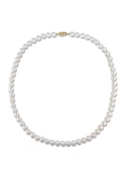 Wholesale ✔️ 6.5-7MM Cultured Freshwater Pearl 18" Strand Necklace with 14k Yellow Gold Clasp by Belk & Co. 🎁 -DealsBelk & Co. Store Belk 22715