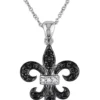 Best Pirce 🛒 1/8 ct. t.w. Black and White Diamond Scroll Pendant with Chain in 10k White Gold by Belk & Co. ⌛