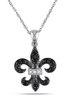 Best Pirce 🛒 1/8 ct. t.w. Black and White Diamond Scroll Pendant with Chain in 10k White Gold by Belk & Co. ⌛