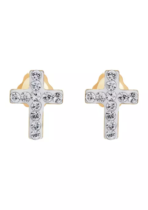 Cheapest ⭐ Kids White Crystal Earrings in 14k Yellow Gold by Belk & Co. ⌛ 2 Cheapest ⭐ Kids White Crystal Earrings in 14k Yellow Gold by Belk & Co. ⌛ - Image 2