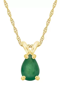 Brand new 🥰 14K Gold 7x5 Pear Shape Emerald Pendant by Belk & Co. ⭐