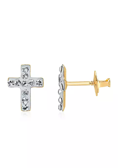 Cheapest ⭐ Kids White Crystal Earrings in 14k Yellow Gold by Belk & Co. ⌛ 4 Cheapest ⭐ Kids White Crystal Earrings in 14k Yellow Gold by Belk & Co. ⌛ - Image 4