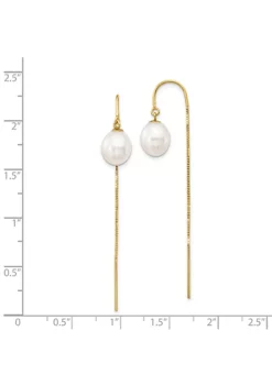 Flash Sale ❤️ 14K Yellow Gold 7-8mm White Rice Freshwater Cultured Pearl Box Chain Threader Earrings by Belk & Co. 💯 -DealsBelk & Co. Store Belk 22784