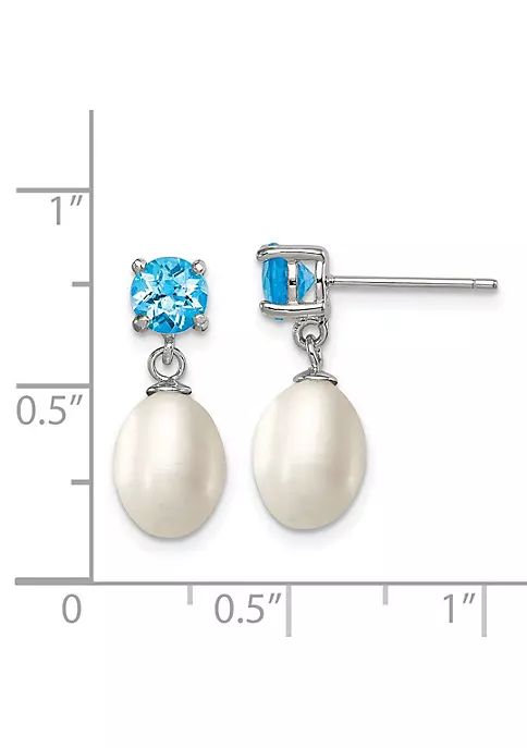 Budget ⭐ 1.225 ct. t.w. Blue Topaz and Freshwater Cultured Pearl Rhodium-plated 7-8mm Teardrop Earrings in Sterling Silver by Belk & Co. 🎉 4 Budget ⭐ 1.225 ct. t.w. Blue Topaz and Freshwater Cultured Pearl Rhodium-plated 7-8mm Teardrop Earrings in Sterling Silver by Belk & Co. 🎉 - Image 4