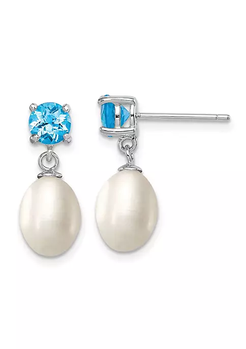 Budget ⭐ 1.225 ct. t.w. Blue Topaz and Freshwater Cultured Pearl Rhodium-plated 7-8mm Teardrop Earrings in Sterling Silver by Belk & Co. 🎉 6 Budget ⭐ 1.225 ct. t.w. Blue Topaz and Freshwater Cultured Pearl Rhodium-plated 7-8mm Teardrop Earrings in Sterling Silver by Belk & Co. 🎉 - Image 6