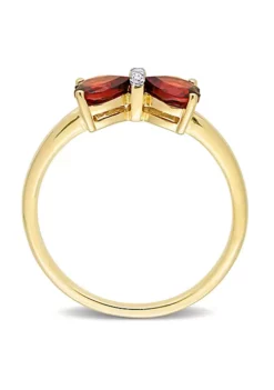 Buy ⭐ Garnet and Diamond Accent Bow Ring in 10k Yellow Gold by Belk & Co. 🎉 -DealsBelk & Co. Store Belk 22830