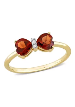 Buy ⭐ Garnet and Diamond Accent Bow Ring in 10k Yellow Gold by Belk & Co. 🎉 -DealsBelk & Co. Store Belk 22833