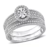 Outlet 🌟 1/3 CT TW Diamond Oval Halo Bridal Set in Sterling Silver by Belk & Co. 🤩