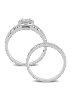 Outlet 🌟 1/3 CT TW Diamond Oval Halo Bridal Set in Sterling Silver by Belk & Co. 🤩 -DealsBelk & Co. Store Belk 22835