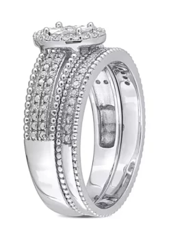 Outlet 🌟 1/3 CT TW Diamond Oval Halo Bridal Set in Sterling Silver by Belk & Co. 🤩 -DealsBelk & Co. Store Belk 22836