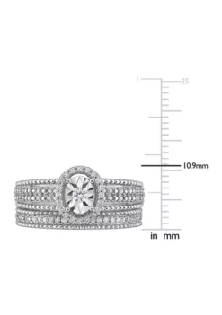 Outlet 🌟 1/3 CT TW Diamond Oval Halo Bridal Set in Sterling Silver by Belk & Co. 🤩 -DealsBelk & Co. Store Belk 22837