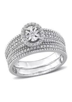 Outlet 🌟 1/3 CT TW Diamond Oval Halo Bridal Set in Sterling Silver by Belk & Co. 🤩 -DealsBelk & Co. Store Belk 22839