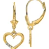 Best deal ✨ 14K Yellow Gold and White Rhodium Diamond-Cut Heart Lever Back Earrings by Belk & Co. ⭐
