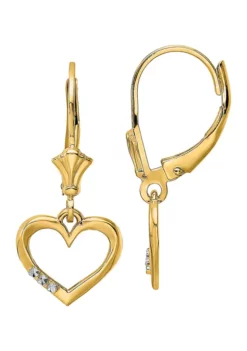 Best deal ✨ 14K Yellow Gold and White Rhodium Diamond-Cut Heart Lever Back Earrings by Belk & Co. ⭐ -DealsBelk & Co. Store Belk 22854