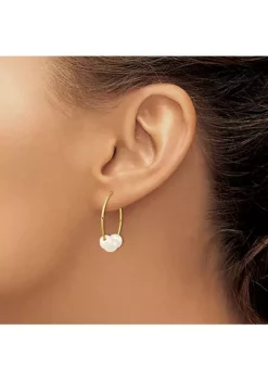 Deals 🔥 14K Yellow Gold 6-7mm Semi-round White Freshwater Cultured Pearl Hoop Dangle Earrings by Belk & Co. 🔔 -DealsBelk & Co. Store Belk 22859