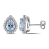Cheap 👏 Blue Topaz and Created White Sapphire Teardrop Earrings in Sterling Silver by Belk & Co. 🎁