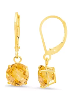 Best Sale โ 10K Yellow Gold Round Checkerboard Cut Citrine Leverback Earrings by Belk & Co. โค๏ธ