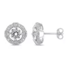 Best Pirce 🔔 Lab Created 2.2 CT TGW Created White Sapphire and 1/6 CT TW Diamond Halo Stud Earrings in Sterling Silver by Belk & Co. ❤️