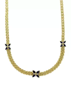 Promo ✨ Created Sapphire and White Cubic Zirconia Gold Plated Necklace in Sterling Silver by Belk & Co. 🌟