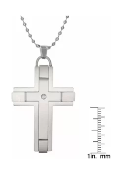 Budget 🛒 Mens Stainless Steel Cross Pendant with .02 cttw Diamond Accent by Belk & Co. 🤩 -DealsBelk & Co. Store Belk 22948
