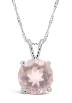 Cheap ❤️ Sterling Silver 8mm Round Rose Quartz Pendant Necklace by Belk & Co. 🎁 -DealsBelk & Co. Store Belk 22952