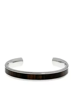 Promo 🎉 Men's Stainless Steel and Wood Cuff Bracelet by Belk & Co. 🛒