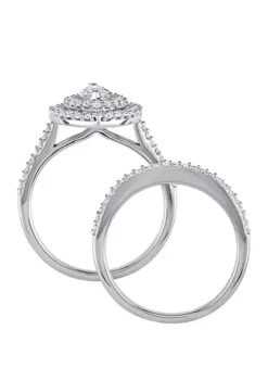Brand new 🎁 2 Piece 1 ct. t.w. Diamond Marquise Halo Bridal Set in 14k White Gold by Belk & Co. 👏 -DealsBelk & Co. Store Belk 22979