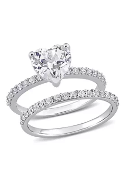 Best deal 🔥 Lab Created Heart Cut Created White Sapphire Engagement Ring and Matching Eternity Ring 2pc Set in 10K White Gold by Belk & Co. 😍 -DealsBelk & Co. Store Belk 22997