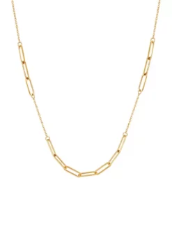 Wholesale 😍 Hollow Paperclip Station Necklace in 10K Yellow Gold by Belk & Co. 🌟