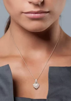 Promo 🧨 2 ct. t.w. Created Moissanite Halo Heart Necklace in Sterling Silver by Belk & Co. 👍 -DealsBelk & Co. Store Belk 23015