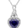 Deals 💯 Lab Created Diamond and Created Blue Sapphire Heart Twist Pendant with Chain in Sterling Silver by Belk & Co. 🔔