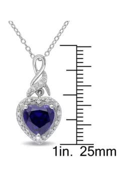 Deals 💯 Lab Created Diamond and Created Blue Sapphire Heart Twist Pendant with Chain in Sterling Silver by Belk & Co. 🔔 -DealsBelk & Co. Store Belk 23029