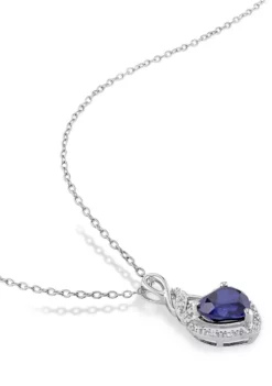 Deals 💯 Lab Created Diamond and Created Blue Sapphire Heart Twist Pendant with Chain in Sterling Silver by Belk & Co. 🔔 -DealsBelk & Co. Store Belk 23031