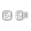 Cheapest 🥰 7 Millimeter Cushion-Cut Created White Sapphire and Diamond Accent Halo Stud Earrings in Sterling Silver by Belk & Co. 🧨