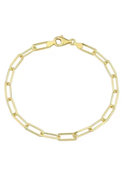 New 🔔 5MM Diamond Cut Paperclip Chain Anklet in 18k Yellow Gold Plated Sterling Silver, 9" by Belk & Co. ⌛
