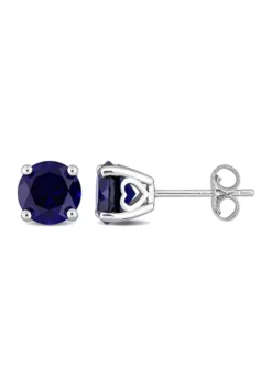 Promo ๐ Lab Created 3.22 ct. t.g.w. Created Blue Sapphire Solitaire Stud Earrings in Sterling Silver by Belk & Co. ๐