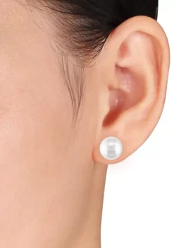 Best Sale 💯 10-11 Millimeter Cultured Freshwater Pearl Stud Earrings in 14k Yellow Gold by Belk & Co. 🔔 -DealsBelk & Co. Store Belk 2306