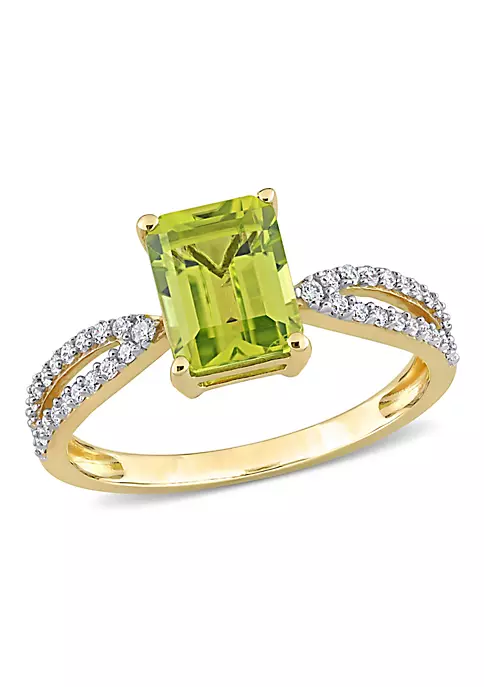 Discount ๐ Octagon Peridot and 1/5 CT TW Diamond Ring in 14k Yellow Gold by Belk & Co. โญ 1 Discount ๐ Octagon Peridot and 1/5 CT TW Diamond Ring in 14k Yellow Gold by Belk & Co. โญ
