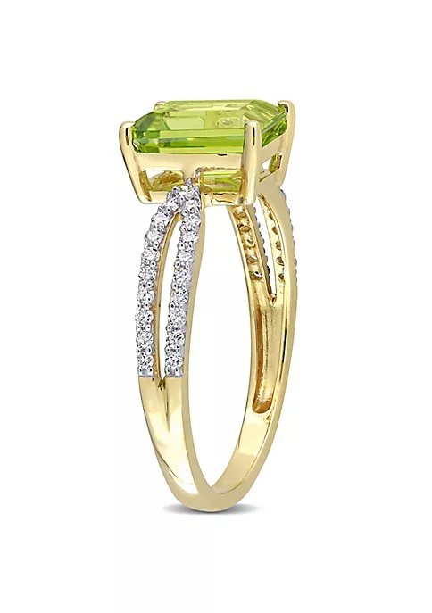 Discount ๐ Octagon Peridot and 1/5 CT TW Diamond Ring in 14k Yellow Gold by Belk & Co. โญ 2 Discount ๐ Octagon Peridot and 1/5 CT TW Diamond Ring in 14k Yellow Gold by Belk & Co. โญ - Image 2
