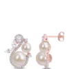 Best reviews of ✨ Pearl, 1.13 ct. t.w. White Topaz and 1/3 ct. t.w. Diamond Earrings in 10K Rose Gold by Belk & Co. 😀