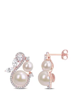 Best reviews of โจ Pearl, 1.13 ct. t.w. White Topaz and 1/3 ct. t.w. Diamond Earrings in 10K Rose Gold by Belk & Co. ๐