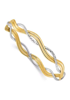 Outlet 🎉 14K Two Tone Polished and Diamond Cut Braided Slip-On Bangle by Belk & Co. 🤩