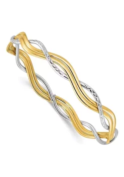 Outlet 🎉 14K Two Tone Polished and Diamond Cut Braided Slip-On Bangle by Belk & Co. 🤩 -DealsBelk & Co. Store Belk 23083
