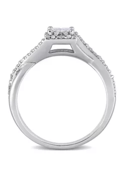 Wholesale 😉 1/4 ct. t.w. Diamond Princess-Cut Halo Crisscross Engagement Ring in Sterling Silver by Belk & Co. 🥰 -DealsBelk & Co. Store Belk 23091