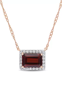 Top 10 🤩 1.25 CT TGW Garnet and 1/8 CT TW Diamond Halo Necklace in 10k Rose Gold by Belk & Co. ✔️ -DealsBelk & Co. Store Belk 23100