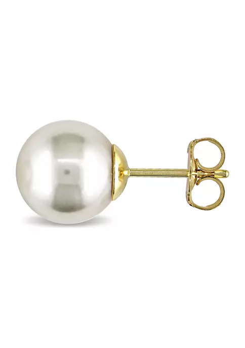Outlet 👏 9-10mm Cultured Pearl Stud Earrings in 14k Yellow Gold by Belk & Co. 🎉 3 Outlet 👏 9-10mm Cultured Pearl Stud Earrings in 14k Yellow Gold by Belk & Co. 🎉 - Image 3