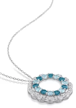 Cheap ✨ 6 CT TGW London Blue, Sky Blue and White Topaz Open Circle Pendant with Chain in Sterling Silver by Belk & Co. ✔️ -DealsBelk & Co. Store Belk 23118