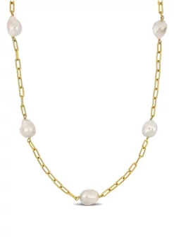 Flash Sale ⌛ 12-14mm Cultured Freshwater Coin Pearl Station Chain Necklace in 18k Yellow Gold Plated Sterling Silver by Belk & Co. 😀 -DealsBelk & Co. Store Belk 23129