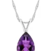 New 🎉 Sterling Silver 12x8mm Pear Shape Amethyst Pendant Necklace by Belk & Co. ✔️